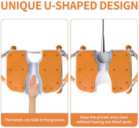 Orange foldable shower chair with cutout — photo 4