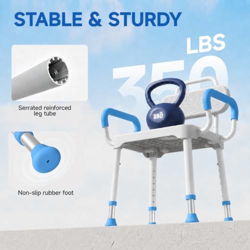 Aluminum shower chair with supportive backrest — photo 3