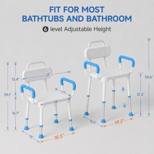 Aluminum shower chair with supportive backrest — photo 4
