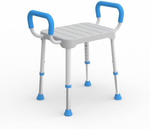 Blue padded backless shower seat