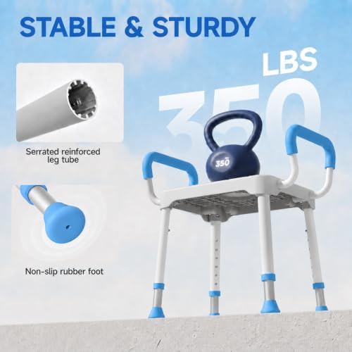 Blue padded backless shower seat — photo 4