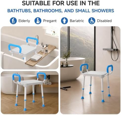Blue padded backless shower seat — photo 5