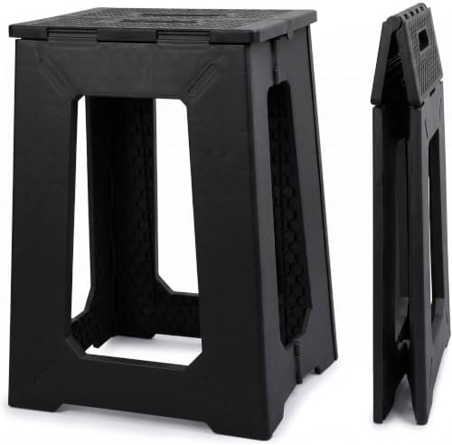 Black foldable waterproof plastic shower stool