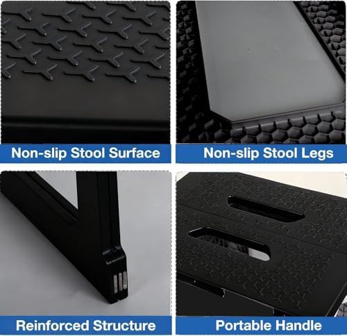 Black foldable waterproof plastic shower stool — photo 3