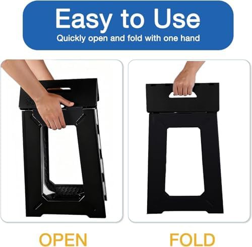 Black foldable waterproof plastic shower stool — photo 4