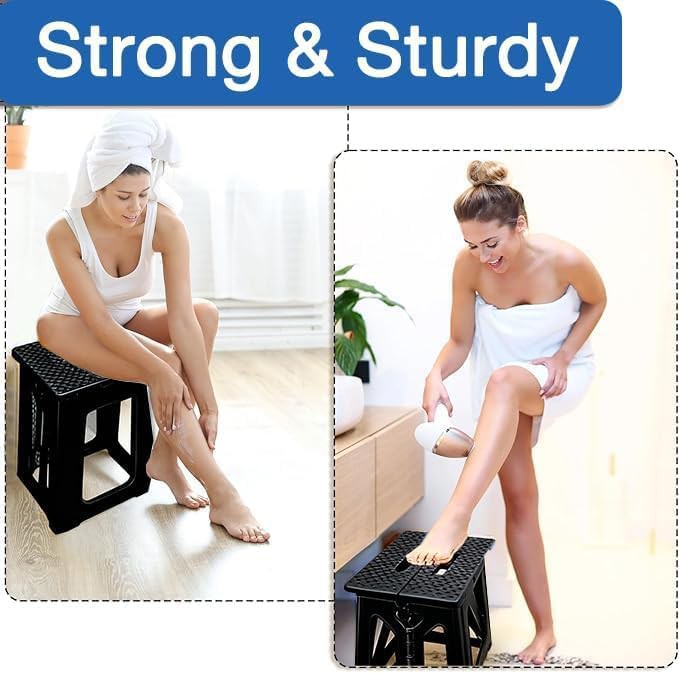 Black foldable waterproof plastic shower stool — photo 5