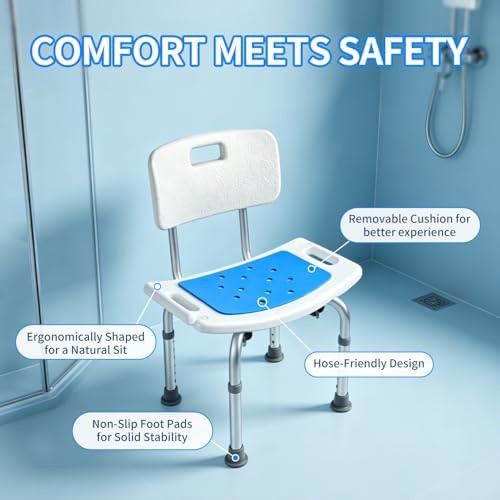 Aluminum shower chair with supportive backrest — photo 3