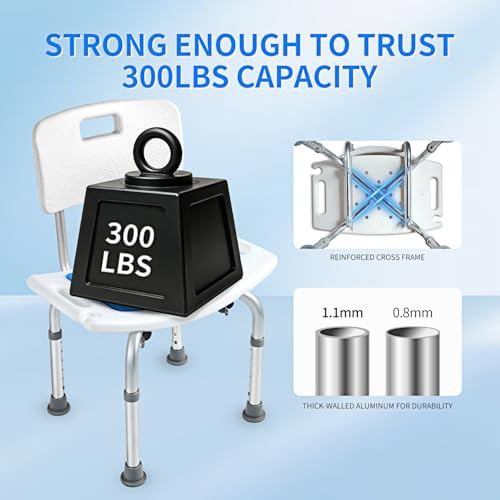 Aluminum shower chair with supportive backrest — photo 4