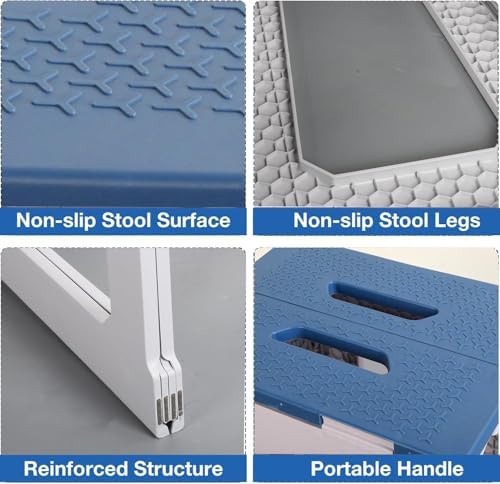 Blue foldable waterproof plastic shower stool — photo 3