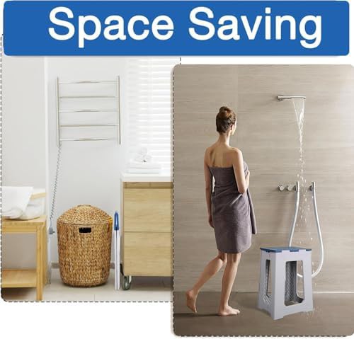Blue foldable waterproof plastic shower stool — photo 5