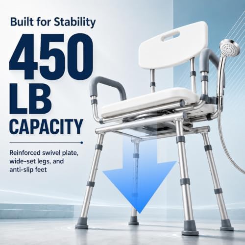 Aluminum swivel seat adjustable shower chair — photo 3