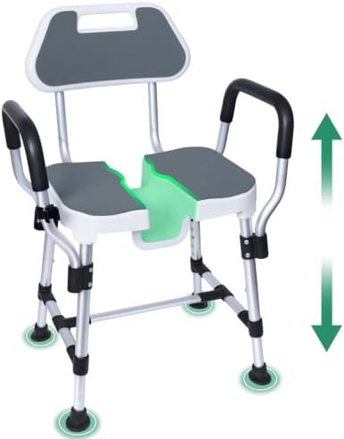 U-shaped adjustable height shower chair