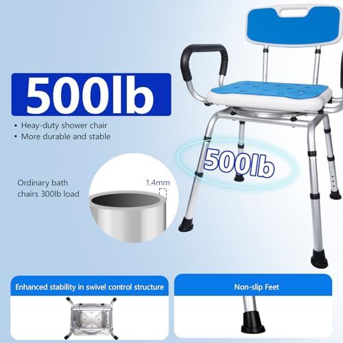 Rotating shower chair with grab handle — photo 3