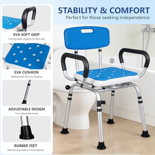 Rotating shower chair with grab handle — photo 4
