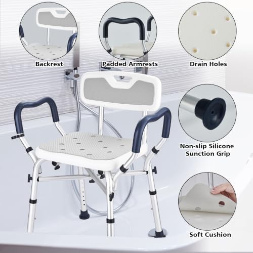 Gray adjustable heavy duty shower chair — photo 3
