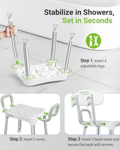 Wide Braced Shower Bench with Aluminum Frame — photo 3