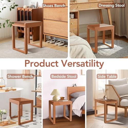 Compact Teak Wood Shower Stool — photo 4
