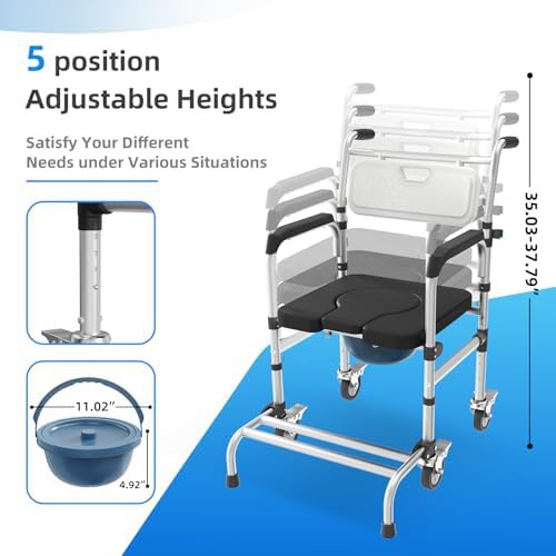 Rolling bedside commode and shower chair — photo 4