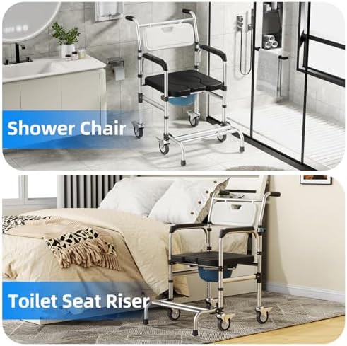 Rolling bedside commode and shower chair — photo 5