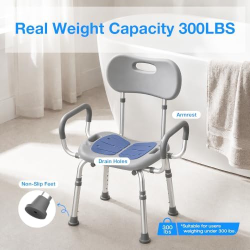 Adjustable shower chair with arms and backrest — photo 5