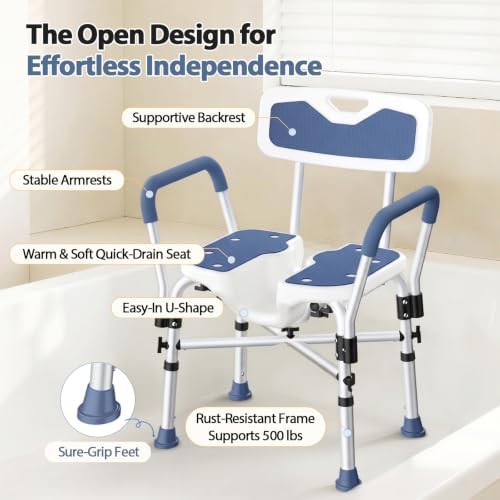 Heavy duty aluminum shower chair 500 lbs — photo 5
