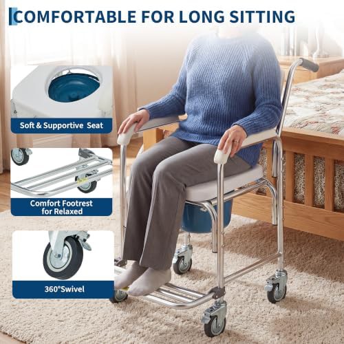 Rolling padded commode and shower chair — photo 4