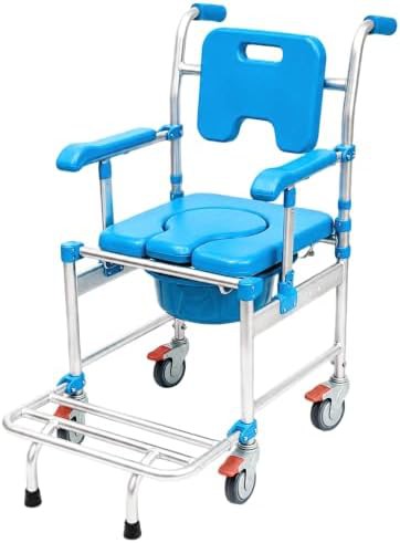 Folding commode wheelchair with drop arms — photo 4
