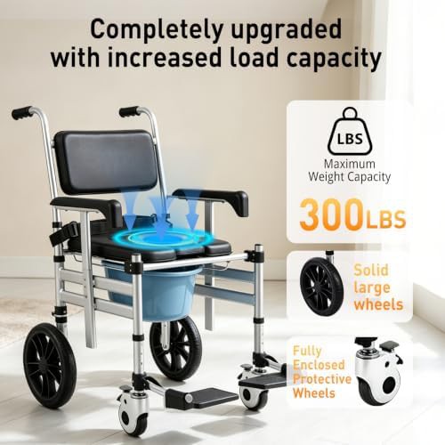 Folding aluminum shower chair with wheels — photo 4