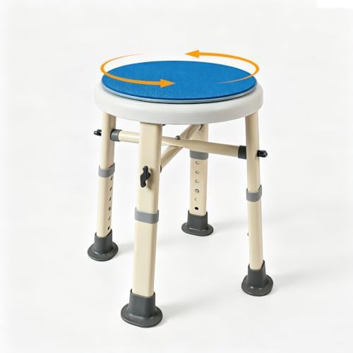 Swivel shower stool with adjustable height