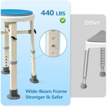 Swivel shower stool with adjustable height — photo 3