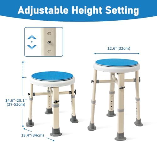Swivel shower stool with adjustable height — photo 5