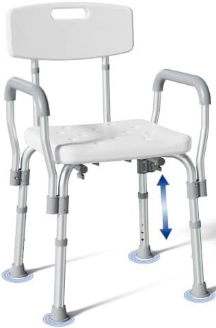 White adjustable bath seat with arms