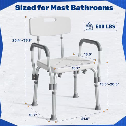 White adjustable bath seat with arms — photo 3