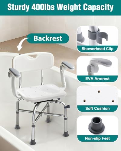 Shower chair with adjustable arms 400lb — photo 4