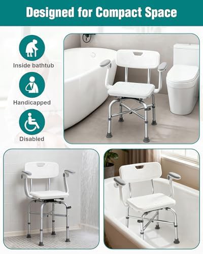 Shower chair with adjustable arms 400lb — photo 5
