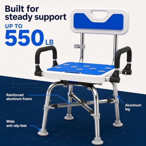 Heavy duty swivel seat shower chair — photo 4