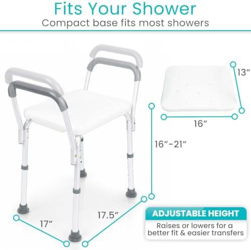 Aluminum shower chair with padded armrests — photo 4