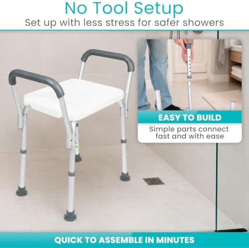 Aluminum shower chair with padded armrests — photo 5