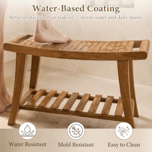 Large 30 in teak chair with towel bar — photo 5