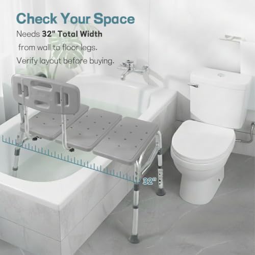 Adjustable height tub transfer bench with backrest — photo 3