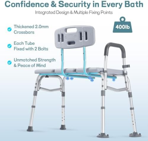 Adjustable height tub transfer bench with backrest — photo 5