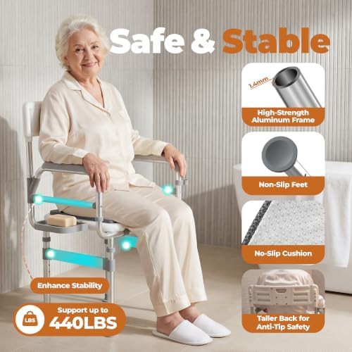 Folding XXL shower chair with soft cushion — photo 4